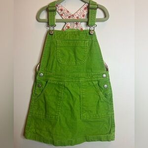 Mini Boden Vibrant Green Kids Overalls Adjustable Straps pockets floral lining